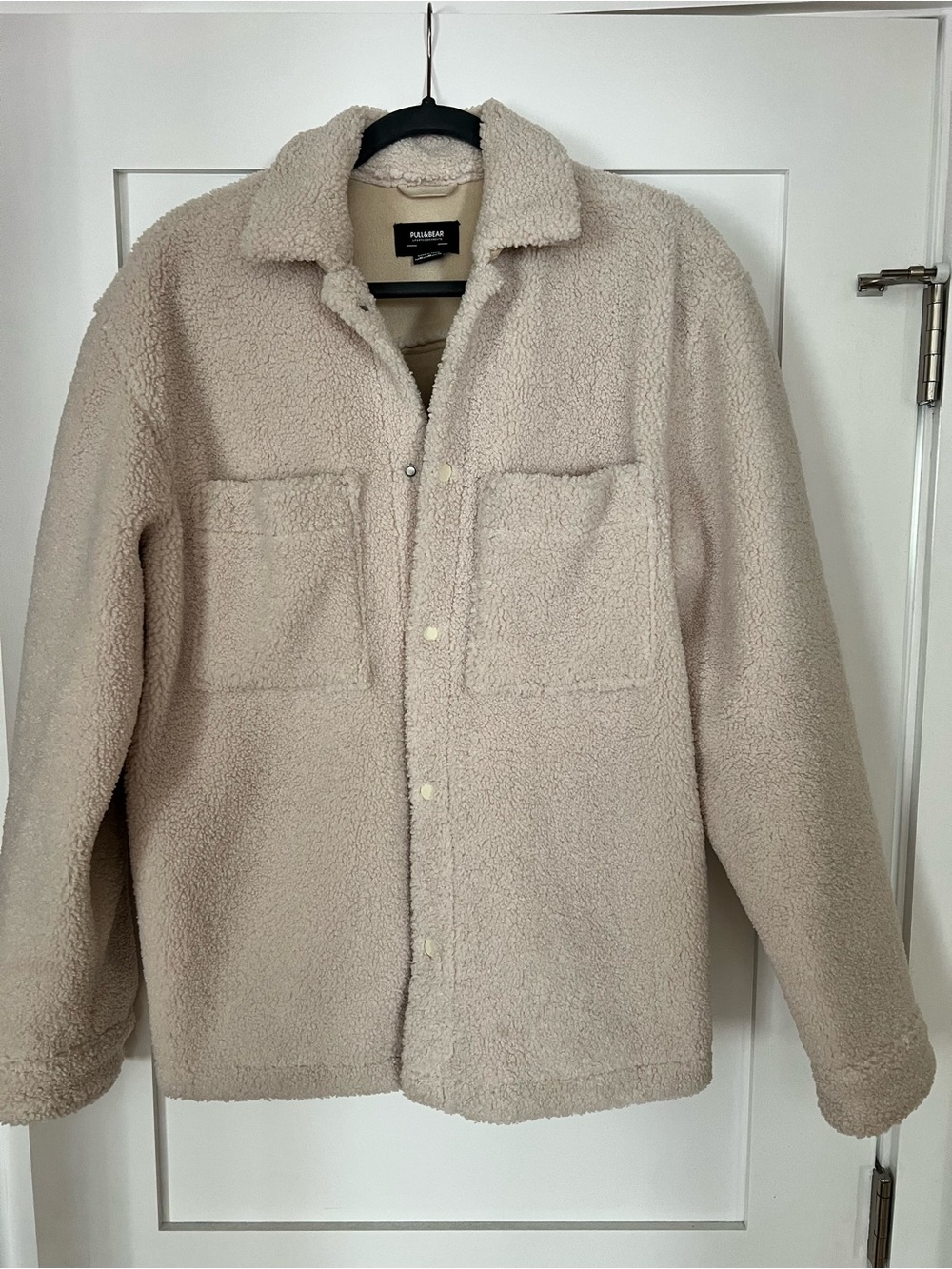 Pull&Bear Men's Cream Sherpa Jacket